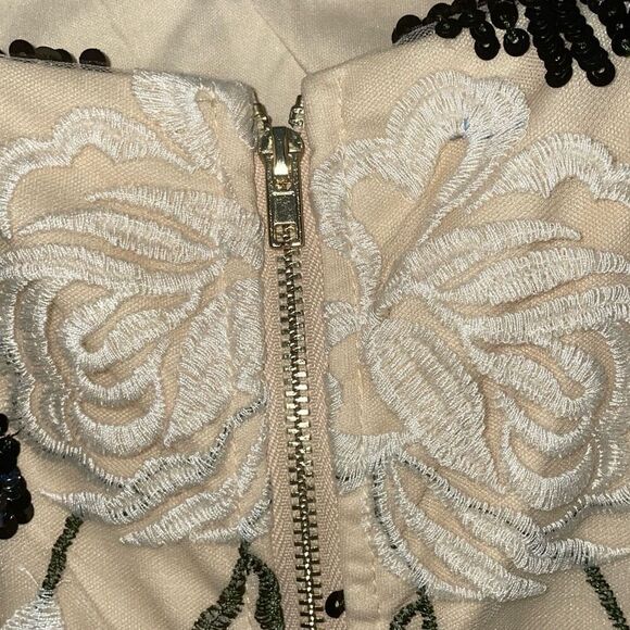 Lulus Show Stopper Cream Embroidered Sequin Bodycon Midi Dress size medium - Picture 14 of 16